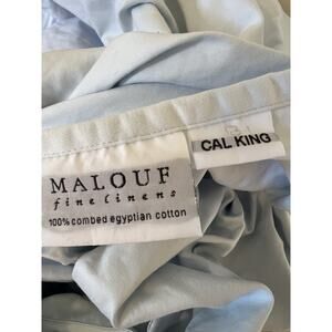 Luxury Malouf Linen 100% Combed Cotton King Flat Sheet Light Blue